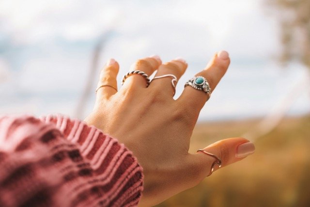 woman hand with rings